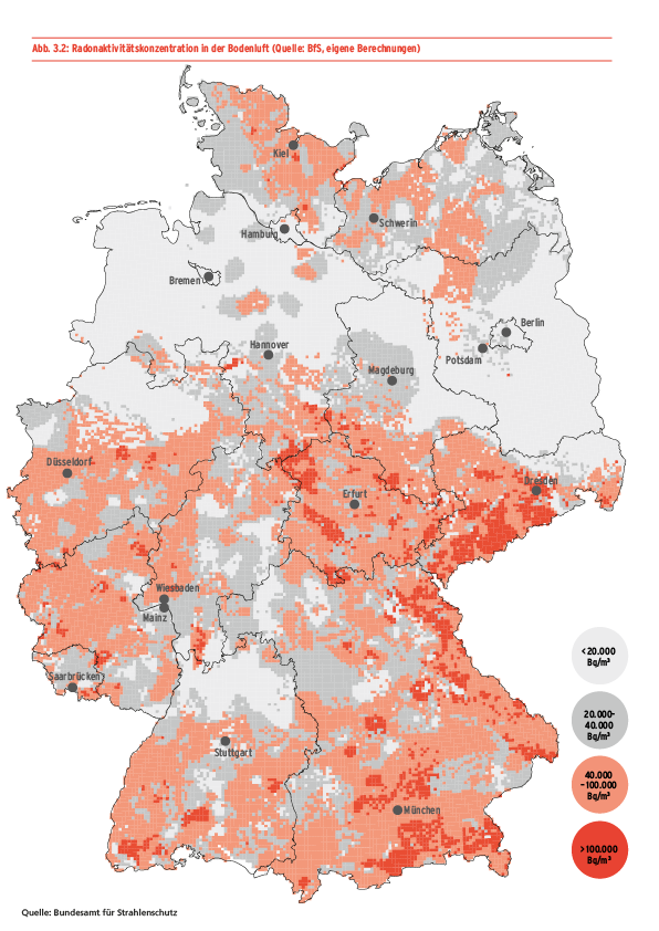 Carte du radon de l'Allemagne